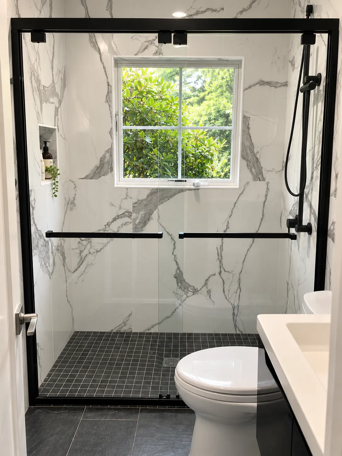 Matte Black Sliding Shower Door